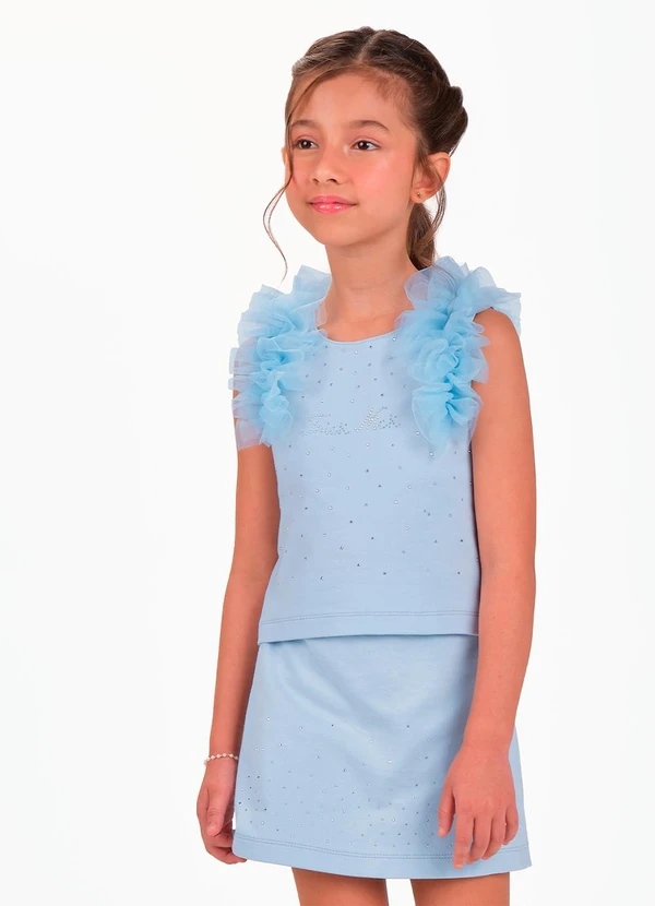 Trick Nick - Conjunto Blusa com Shorts Saia Feminino Azul 4