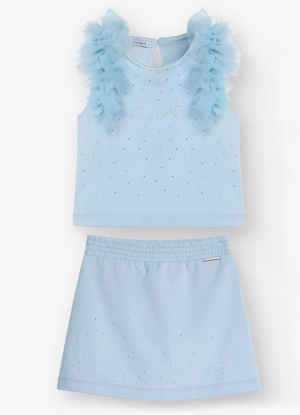 Trick Nick - Conjunto Blusa com Shorts Saia Feminino Azul 6