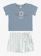 Rovi Kids - Conjunto Blusa com Shorts Saia Infantil Bege - variação: Azul
