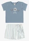 Rovi Kids - Conjunto Blusa com Shorts Saia Infantil Azul - variação: Azul