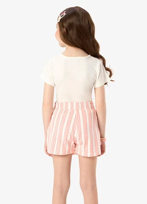 Rovi Kids - Conjunto Blusa com Shorts Saia Infantil Bege - ROVI KIDS