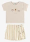 Rovi Kids - Conjunto Blusa com Shorts Saia Infantil Bege - variação: Bege