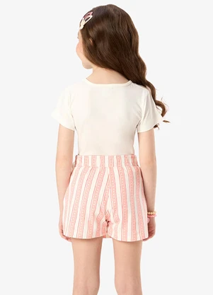 Rovi Kids - Conjunto Blusa com Shorts Saia Infantil Bege - ROVI KIDS