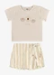 Rovi Kids - Conjunto Blusa com Shorts Saia Infantil Azul - variação: Bege