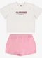 Rovi Kids - Conjunto Blusa com Shorts Saia Infantil Preto - variação: Bege