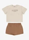 Rovi Kids - Conjunto Blusa com Shorts Saia Infantil Preto - variação: Bege