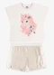 Rovi Kids - Conjunto Blusa com Shorts Saia Infantil Rosa - variação: Bege