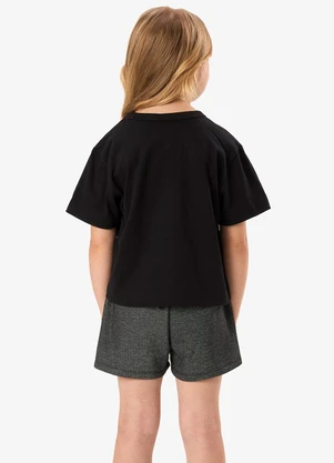 Rovi Kids - Conjunto Blusa com Shorts Saia Infantil Preto - ROVI KIDS