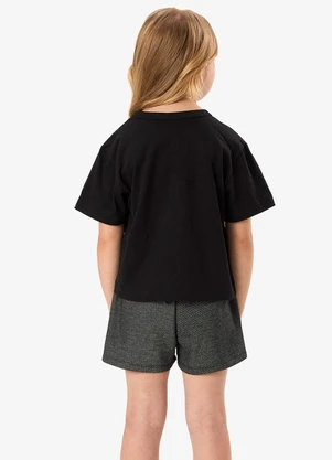 Rovi Kids - Conjunto Blusa com Shorts Saia Infantil Preto - ROVI KIDS