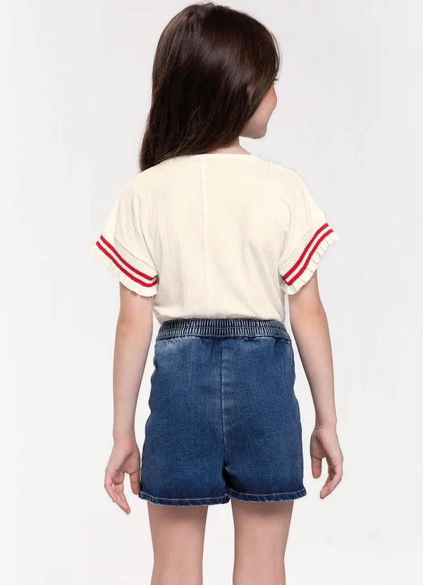 Trick Nick - Conjunto Blusa com Shorts Saia Jeans Bege 2