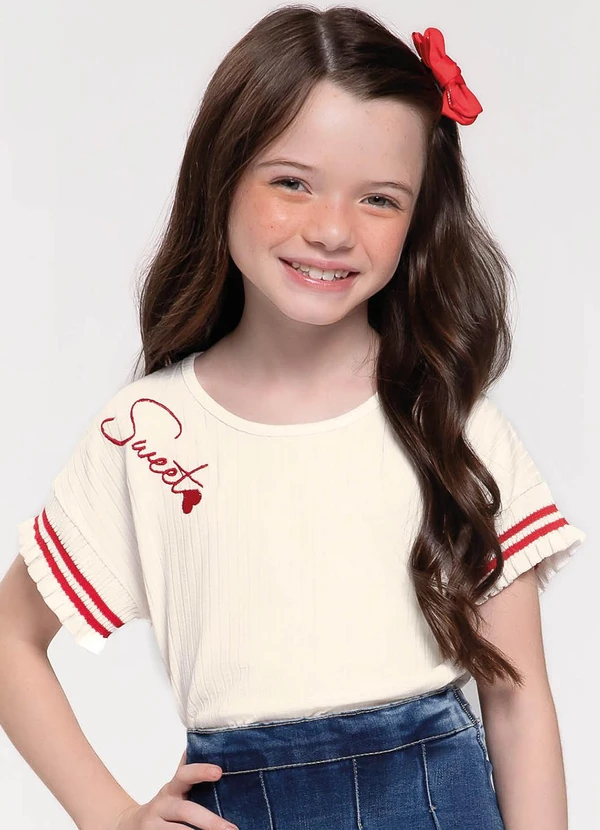 Trick Nick - Conjunto Blusa com Shorts Saia Jeans Bege 4