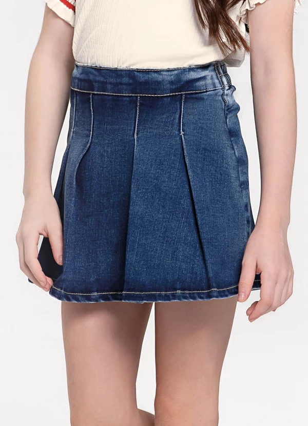 Trick Nick - Conjunto Blusa com Shorts Saia Jeans Bege 5