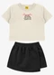 Rovi Kids - Conjunto Blusa com Shorts Saia Meia MalhaPreto - variação: Bege