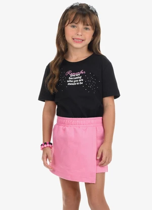 Rovi Kids - Conjunto Blusa com Shorts Saia Meia MalhaPreto - ROVI KIDS