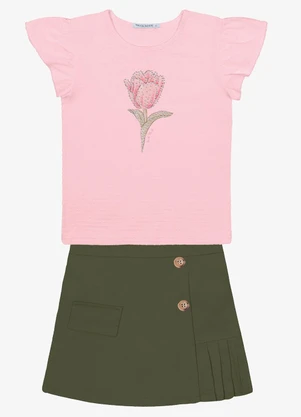 Trick Nick - Conjunto Blusa com Shorts Saia Rosa - TRICK NICK