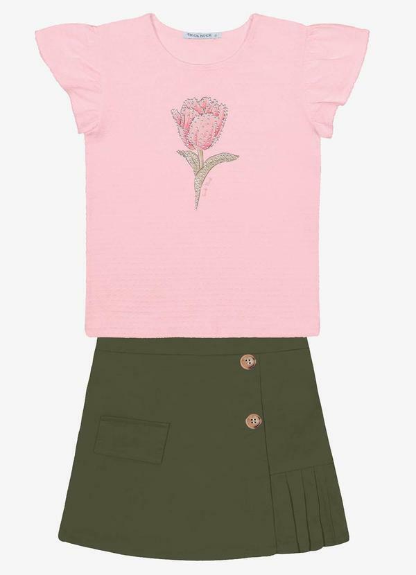 Trick Nick - Conjunto Blusa com Shorts Saia Rosa