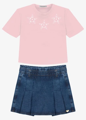 Trick Nick - Conjunto Blusa com Shorts Saia Rosa - TRICK NICK