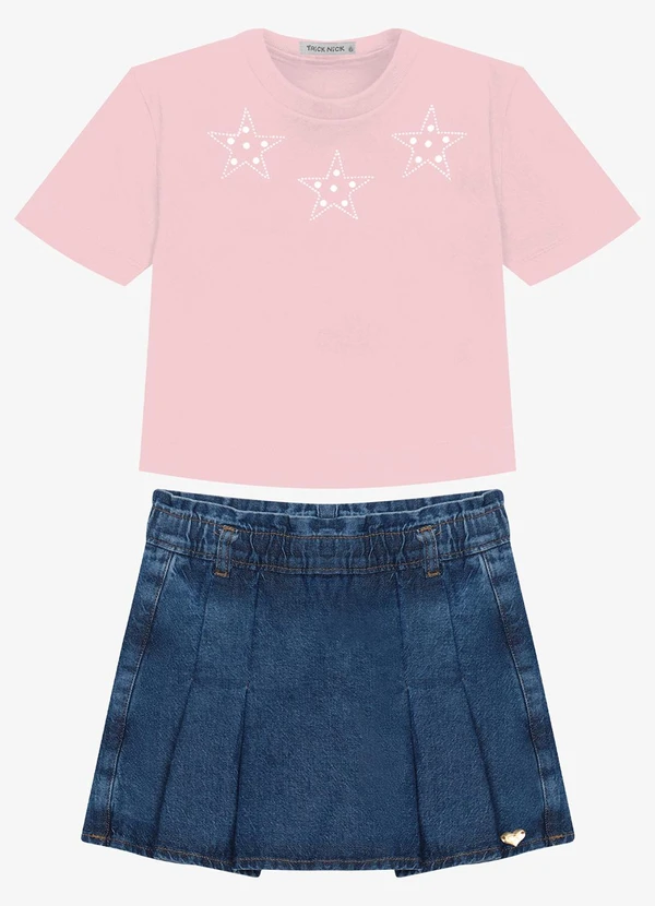 Trick Nick - Conjunto Blusa com Shorts Saia Rosa