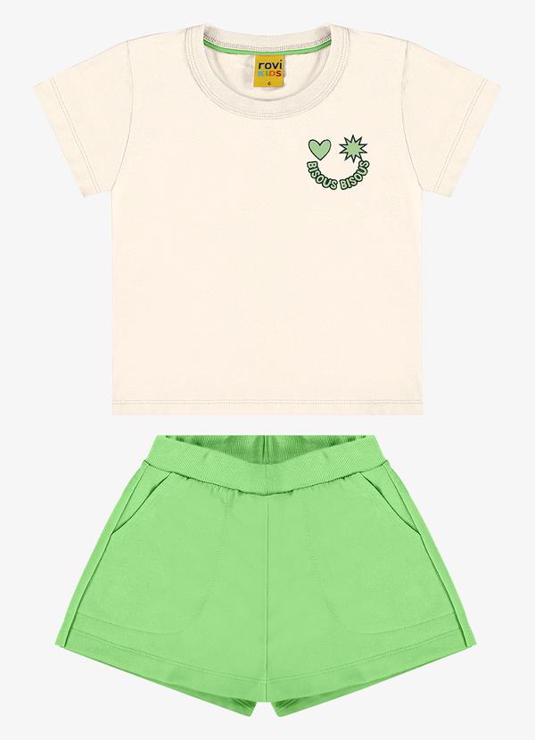 Rovi Kids - Conjunto Blusa com Shorts Saia Rovi Kids Bege