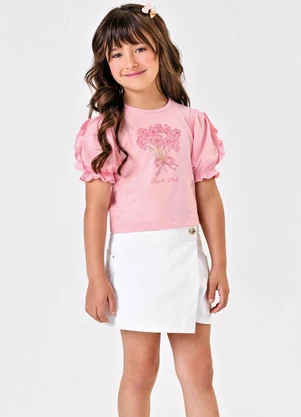 Trick Nick - Conjunto Blusa com Shorts Saia Sarja Branco - TRICK NICK