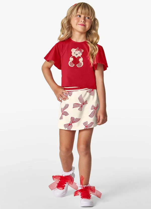Trick Nick - Conjunto Blusa com Shorts Saia Vermelho