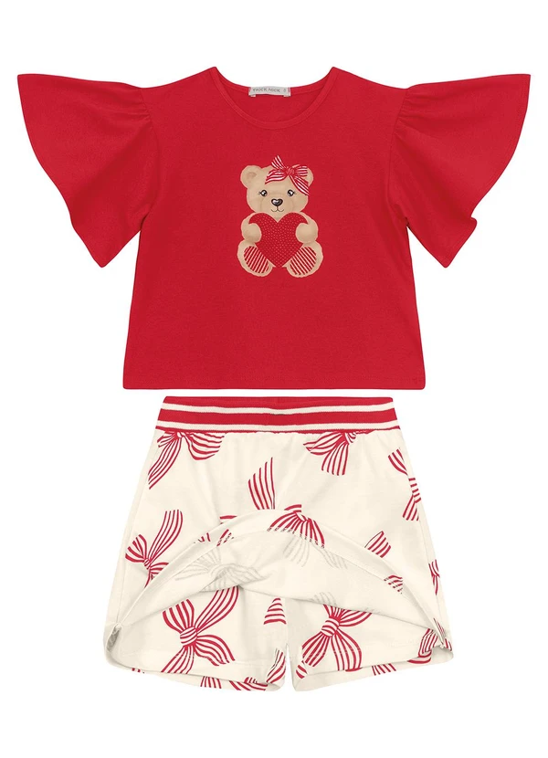 Trick Nick - Conjunto Blusa com Shorts Saia Vermelho 2