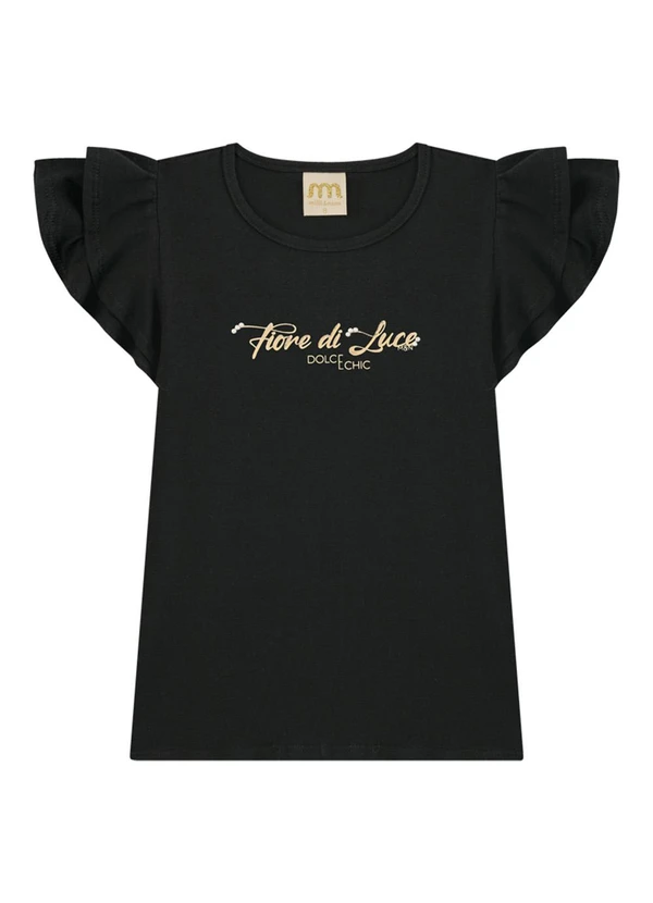 Milli e Nina - Conjunto Blusa com Shorts Texturizado Preto 3