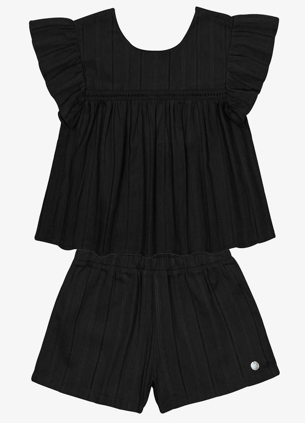 Trick Nick - Conjunto Blusa com Shorts Tricoline Preto 1