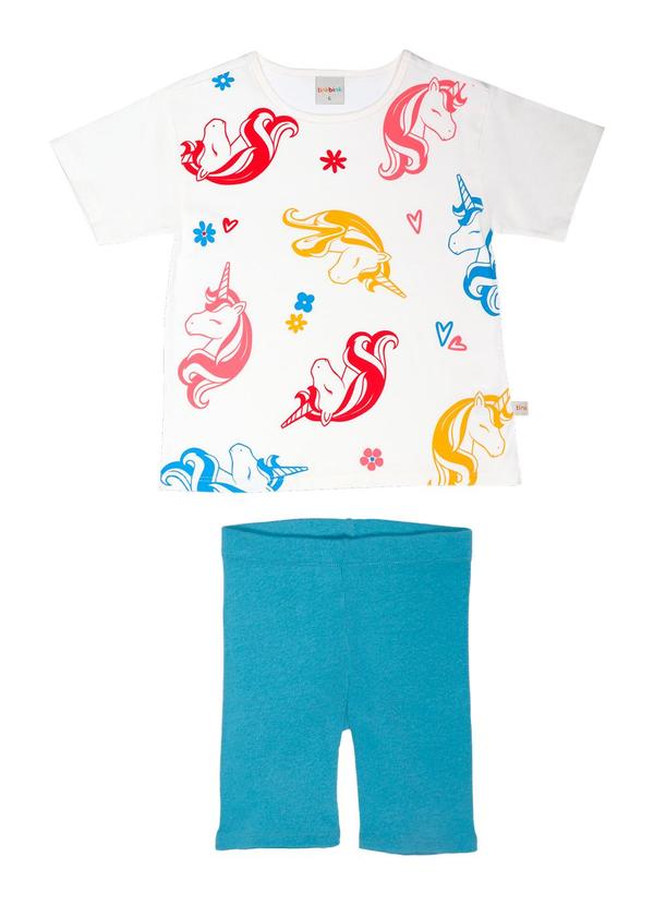 Tink Bink - Conjunto Blusa com Silk e Bermuda Ciclista Nude