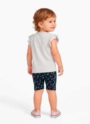 Sweet Lemon - Conjunto Blusa com Silk e Ciclista Bege - SWEET LEMON