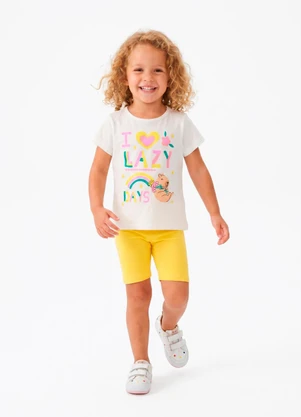 Sweet Lemon - Conjunto Blusa com Silk e Ciclista Branco - SWEET LEMON