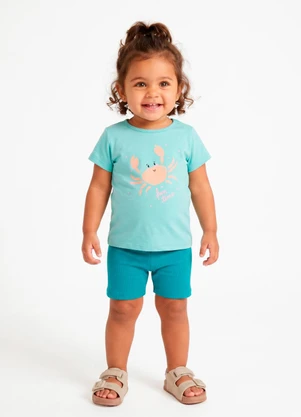 Sweet Lemon - Conjunto Blusa com Silk e Ciclista Verde - SWEET LEMON