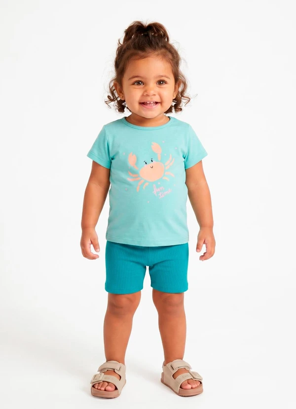 Sweet Lemon - Conjunto Blusa com Silk e Ciclista Verde