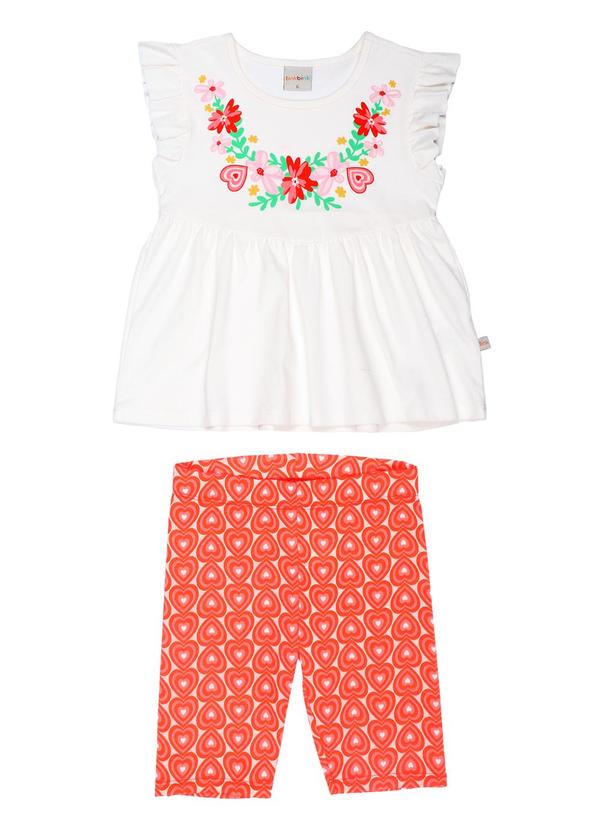 Tink Bink - Conjunto Blusa com Silk e Ciclista Vermelho