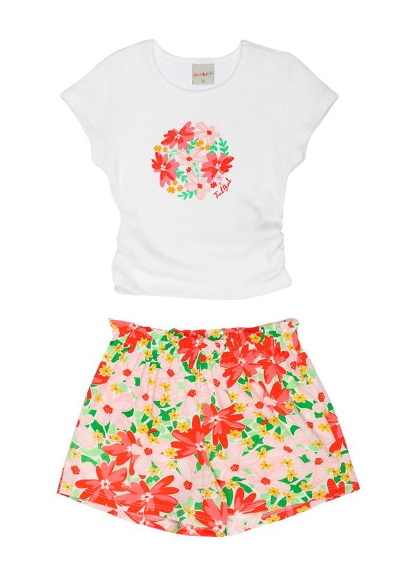 Tink Bink - Conjunto Blusa com Silk e Short Estampado Nude
