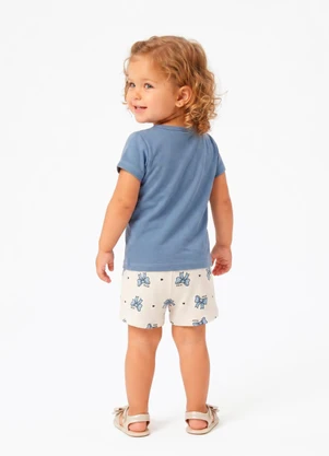 Sweet Lemon - Conjunto Blusa com Silk e Shorts Azul - SWEET LEMON