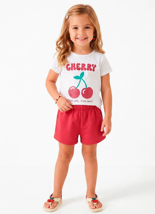 Sweet Lemon - Conjunto Blusa com Silk e Shorts Branco
