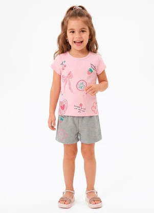 Sweet Lemon - Conjunto Blusa com Silk e Shorts Rosa - SWEET LEMON