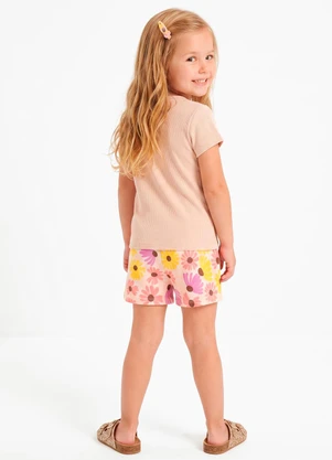 Sweet Lemon - Conjunto Blusa com Silk Shorts Bege - SWEET LEMON
