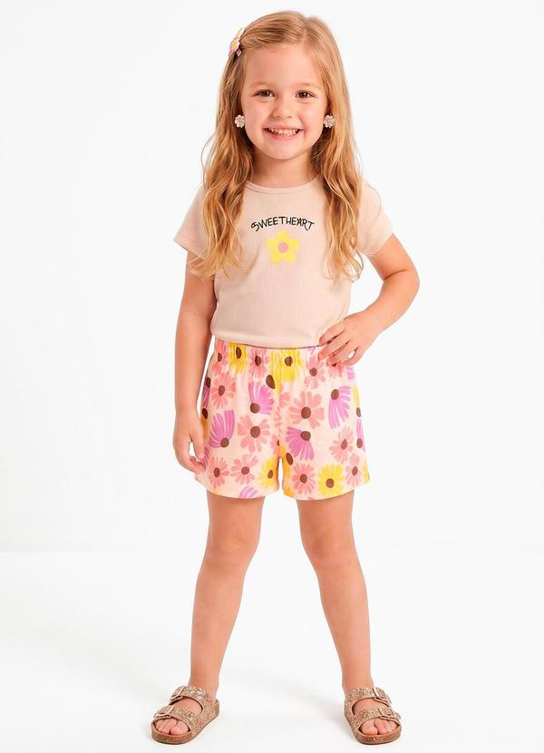 Sweet Lemon - Conjunto Blusa com Silk Shorts Bege