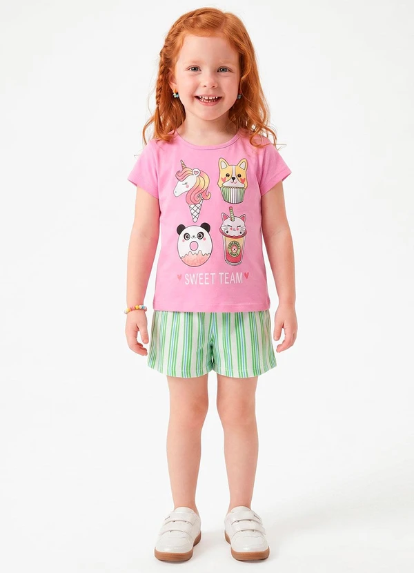 Sweet Lemon - Conjunto Blusa com Silk Shorts Rosa