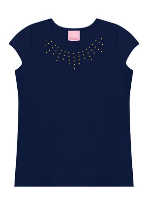 Duduka - Conjunto Blusa com Strass e Short Azul  - DUDUKA