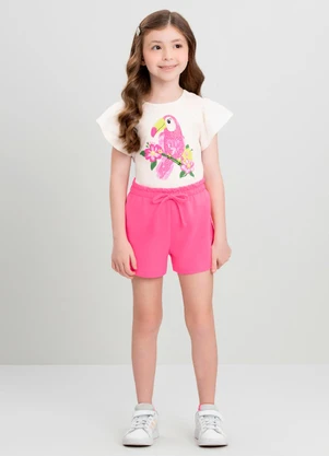 Conjunto Blusa com Strass e Short Quimby Branco - QUIMBY