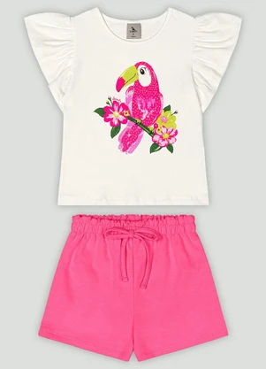 Conjunto Blusa com Strass e Short Quimby Branco - QUIMBY