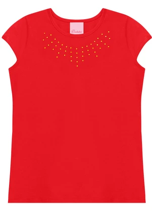 Duduka - Conjunto Blusa com Strass e Short Vermelho - DUDUKA
