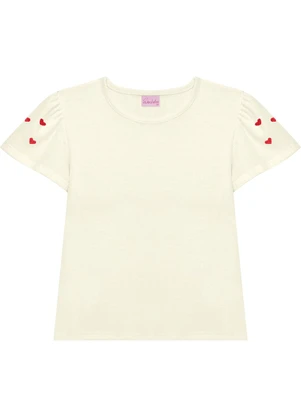 Duduka - Conjunto Blusa Coração e Short Saia Bege - DUDUKA
