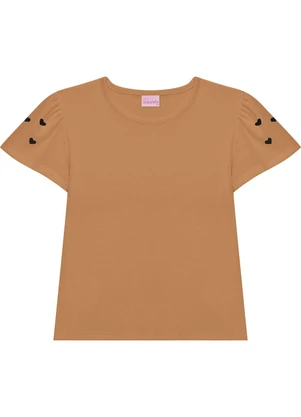 Duduka - Conjunto Blusa Coração e Short Saia Bege - DUDUKA