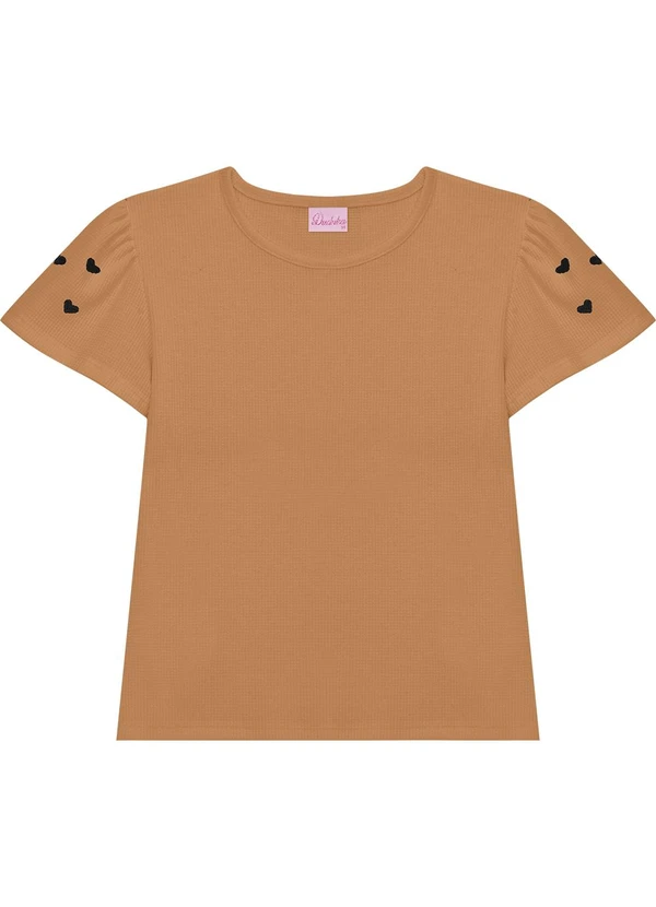 Duduka - Conjunto Blusa Coração e Short Saia Bege