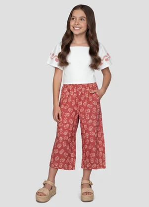 Kely Kety - Conjunto Blusa Cotton e Calça Viscose Branco - KELY KETY