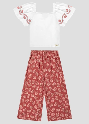Kely Kety - Conjunto Blusa Cotton e Calça Viscose Branco - KELY KETY